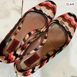 Missoni Zig Zag Pattern Ballet Flats with Bows, size 37.5